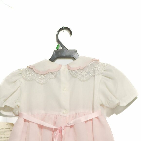 Bijan Kids Girls White Pink Dress Polyester Short Sleeve Collared Button Size 3T - Picture 5 of 5